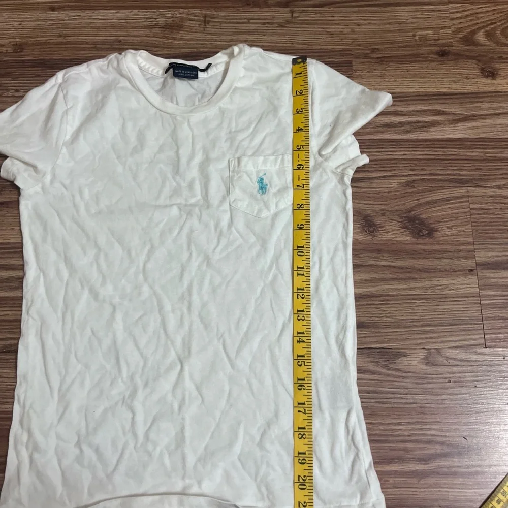 Ralph Lauren White Pocket Crewneck Tee with Light Blue Pony - Picture 6 of 6